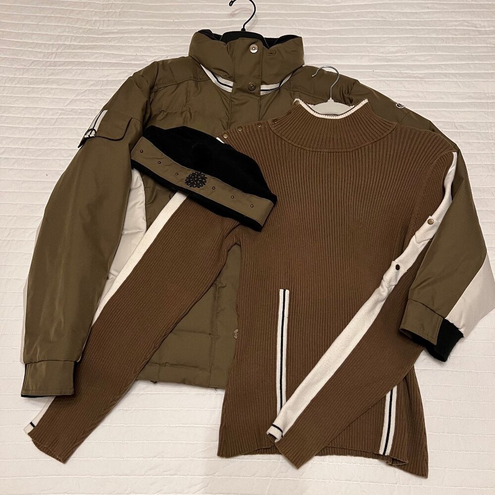 Vintage NILS Olive Green and Ivory Ski jacket Set Size 8